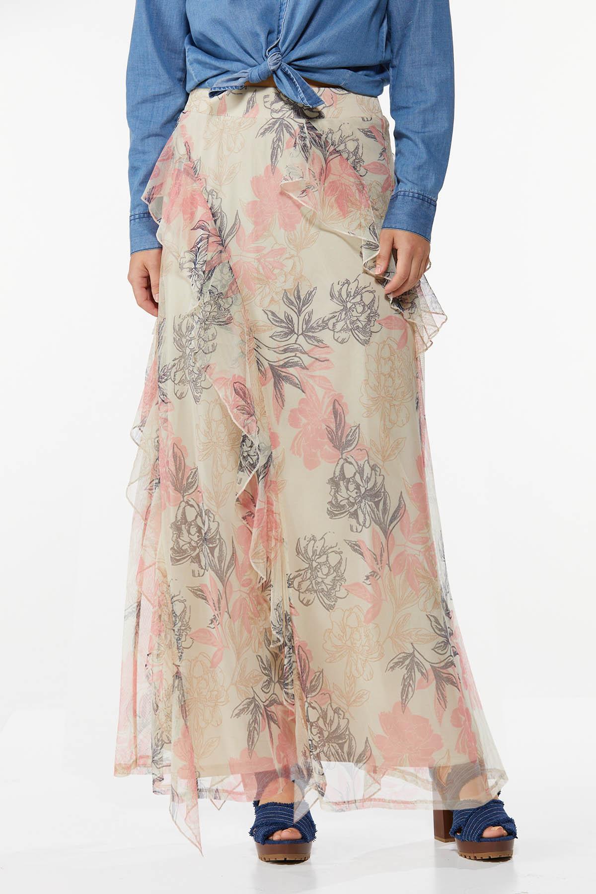 Mesh Floral Maxi Skirt