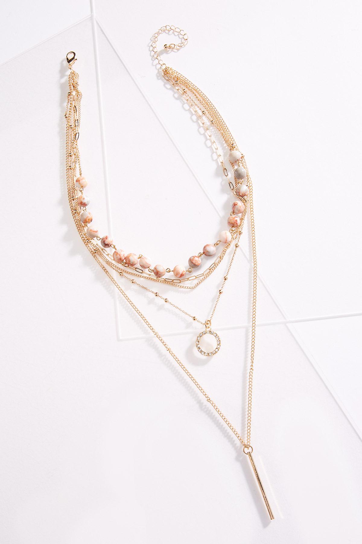 Apricot Bead Layered Necklace