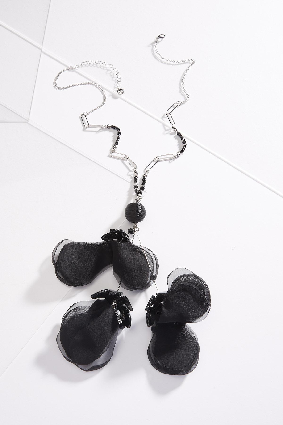 Black Floral Chiffon Necklace