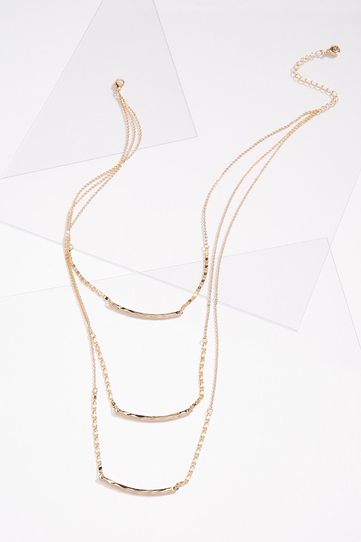 Hammered Bar Layered Necklace