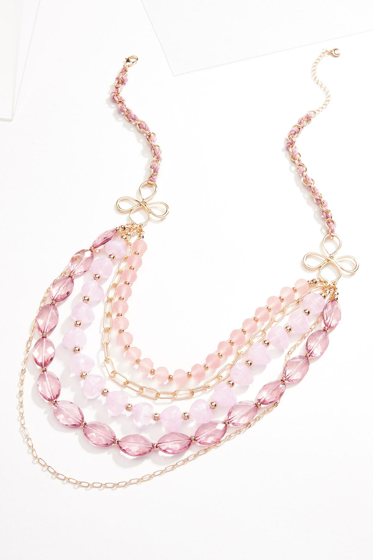 Mauve Faceted Layered Necklace