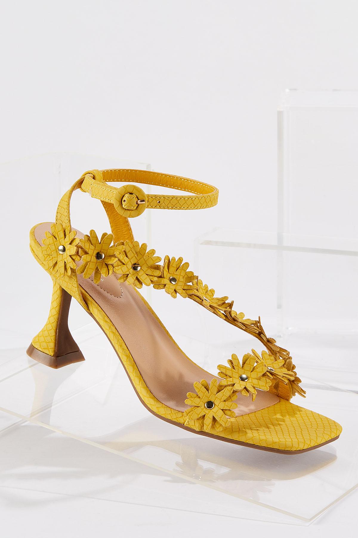Golden Flower Heeled Sandals