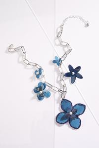 Denim Lucite Flower Necklace