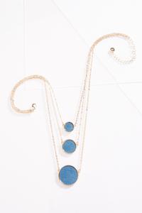 Denim Circle Layered Necklace