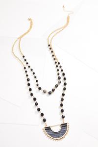 Layered Rondelle Long Necklace