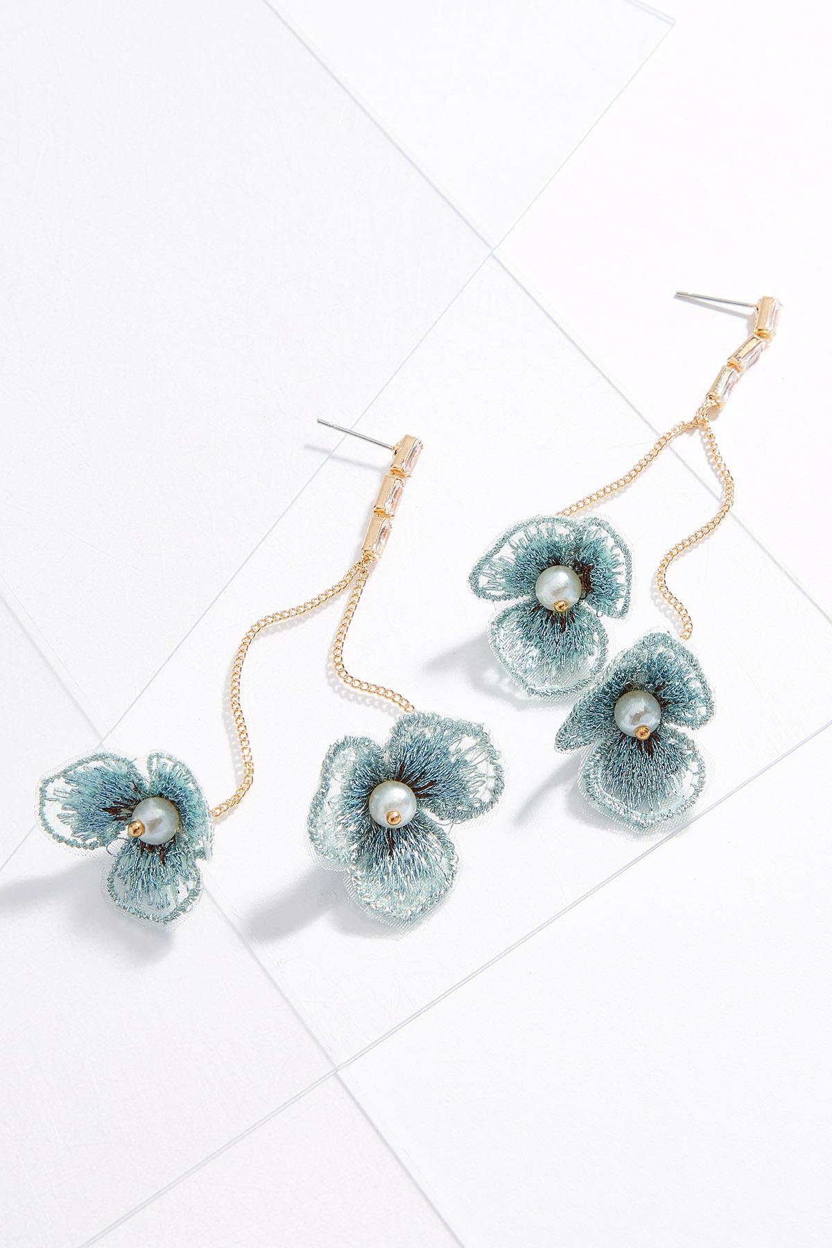 Linear Pearl Flower Earrings