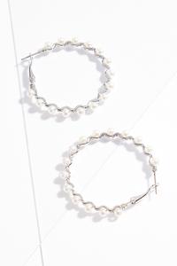 Metal Pearl Hoop Earrings