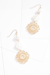 Stacked Pearl Flower Earrings