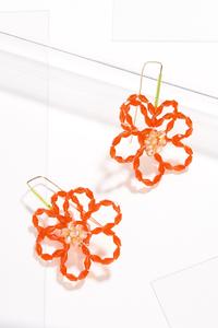 Beaded Flower Wire Earrings