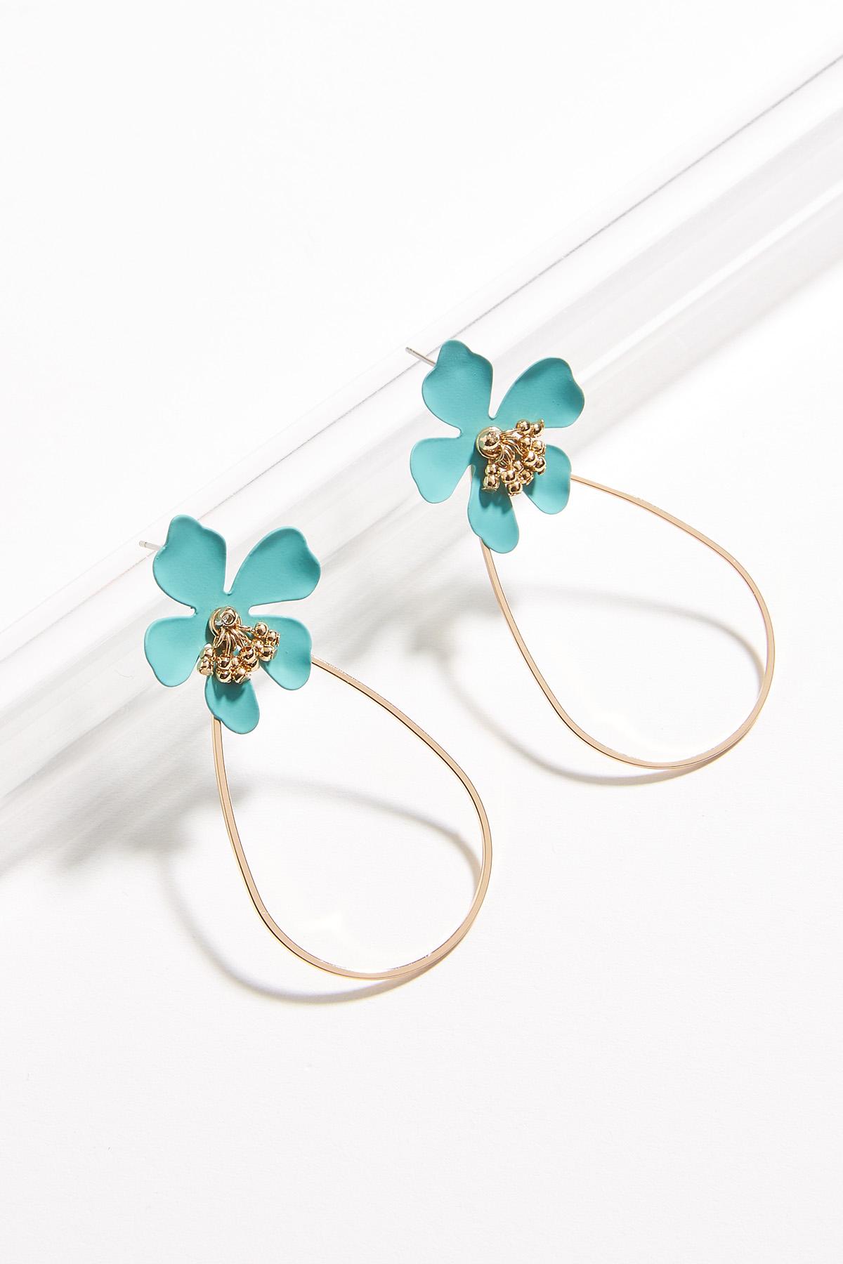 Flower Tear Wire Earrings