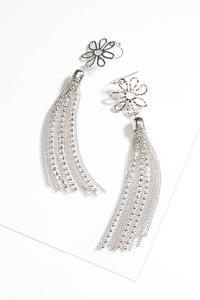 Flower Chain Tassel Earrings