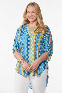 Plus Size Printed Popover Top