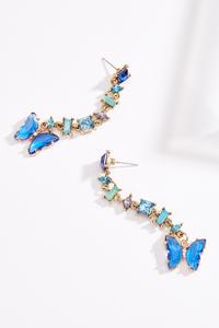 Blue Glass Butterfly Earrings