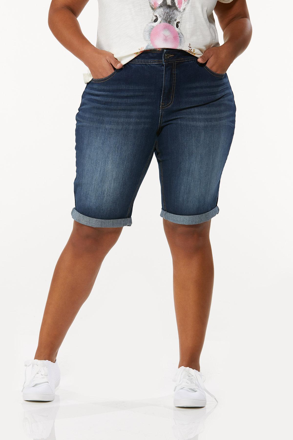 Plus Size Dark Bermuda Jean Shorts
