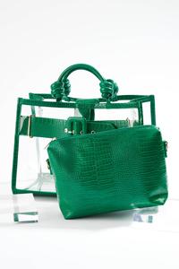 Lucite Buckle Tote Set