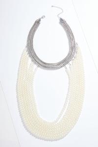 Statement Layered Pearl Chain Necklace