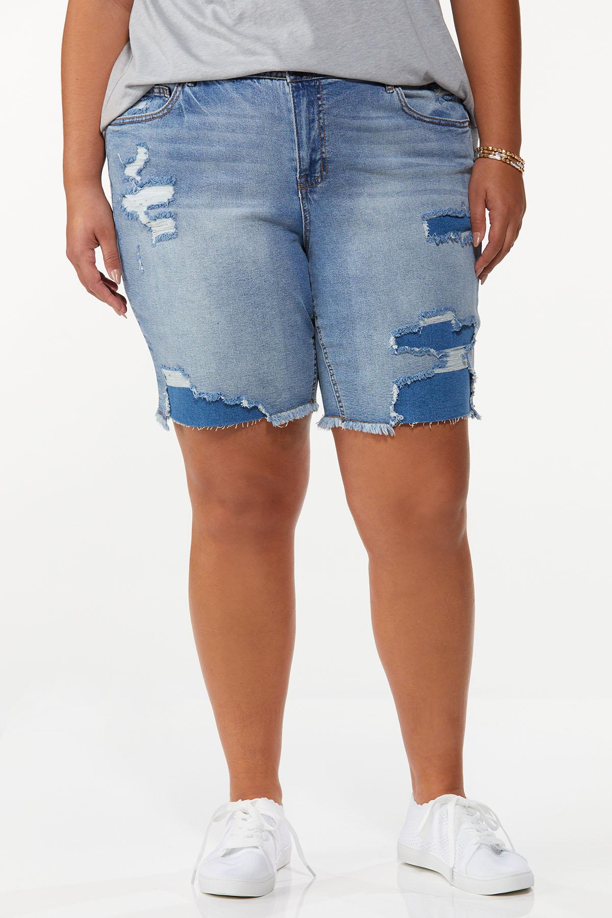 Plus Size Distressed Jean Shorts