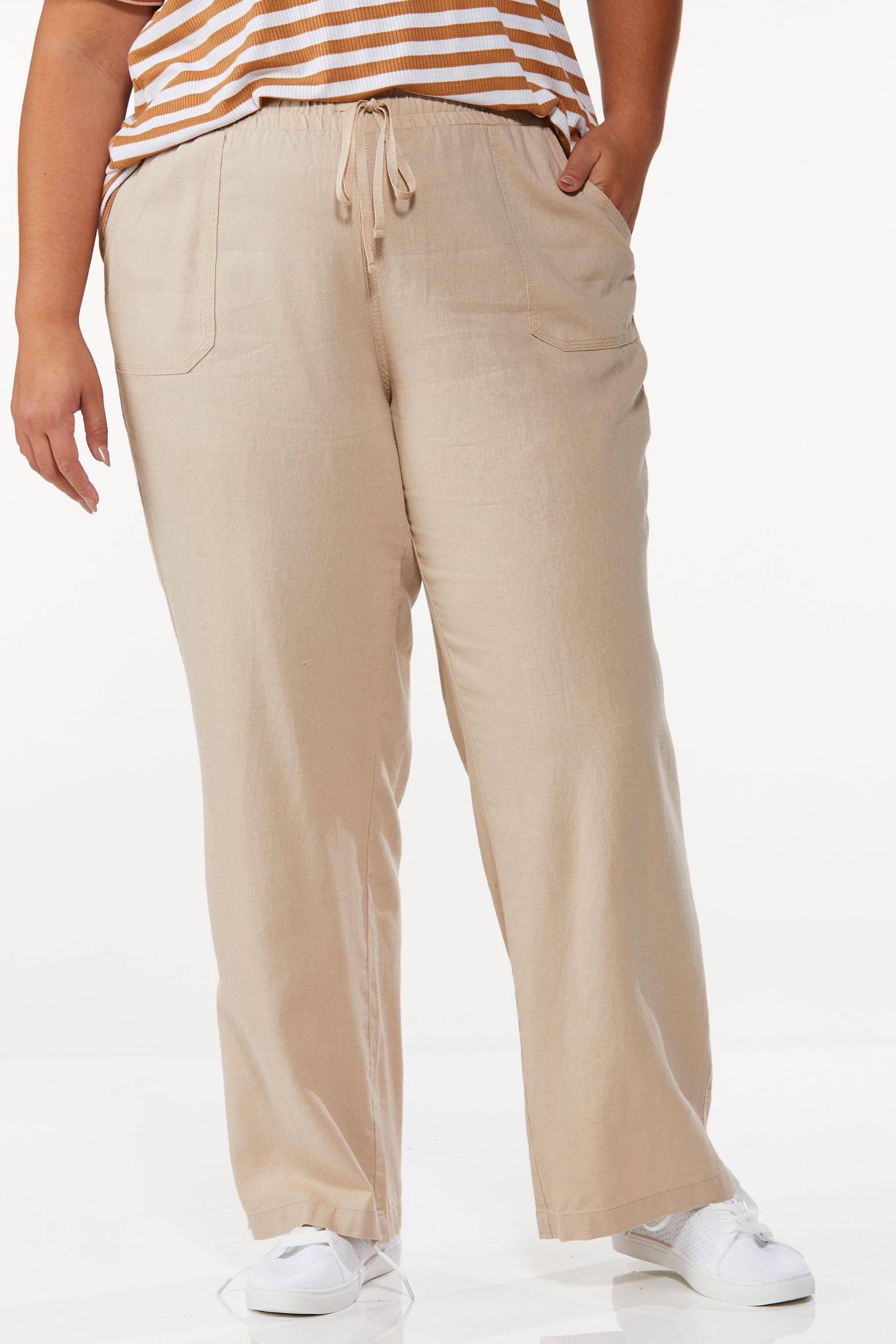Bedre Vejfremstillingsproces vogn Plus Size Drawstring Linen Pants Pants Cato Fashions