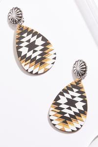 Aztec Wood Clip-On Earrings
