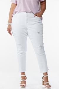Plus Size White Distressed Jeans