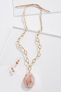 Marbled Resin Necklace Set