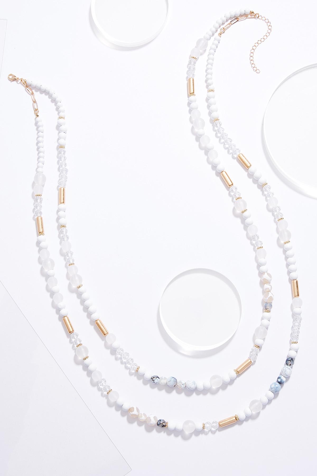 Bright White Mixed Bead Necklace