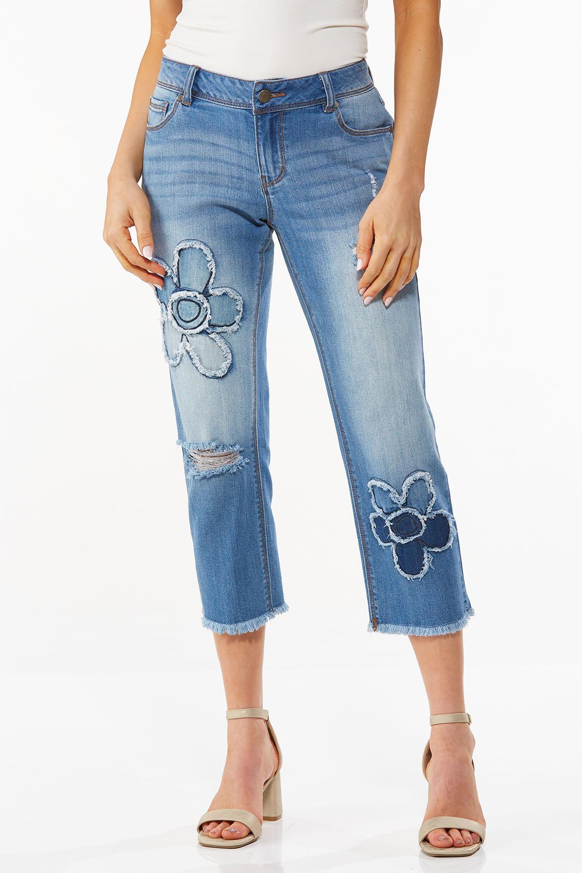 Distressed Flower Jeans
