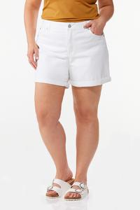 Plus Size White Denim Shorts