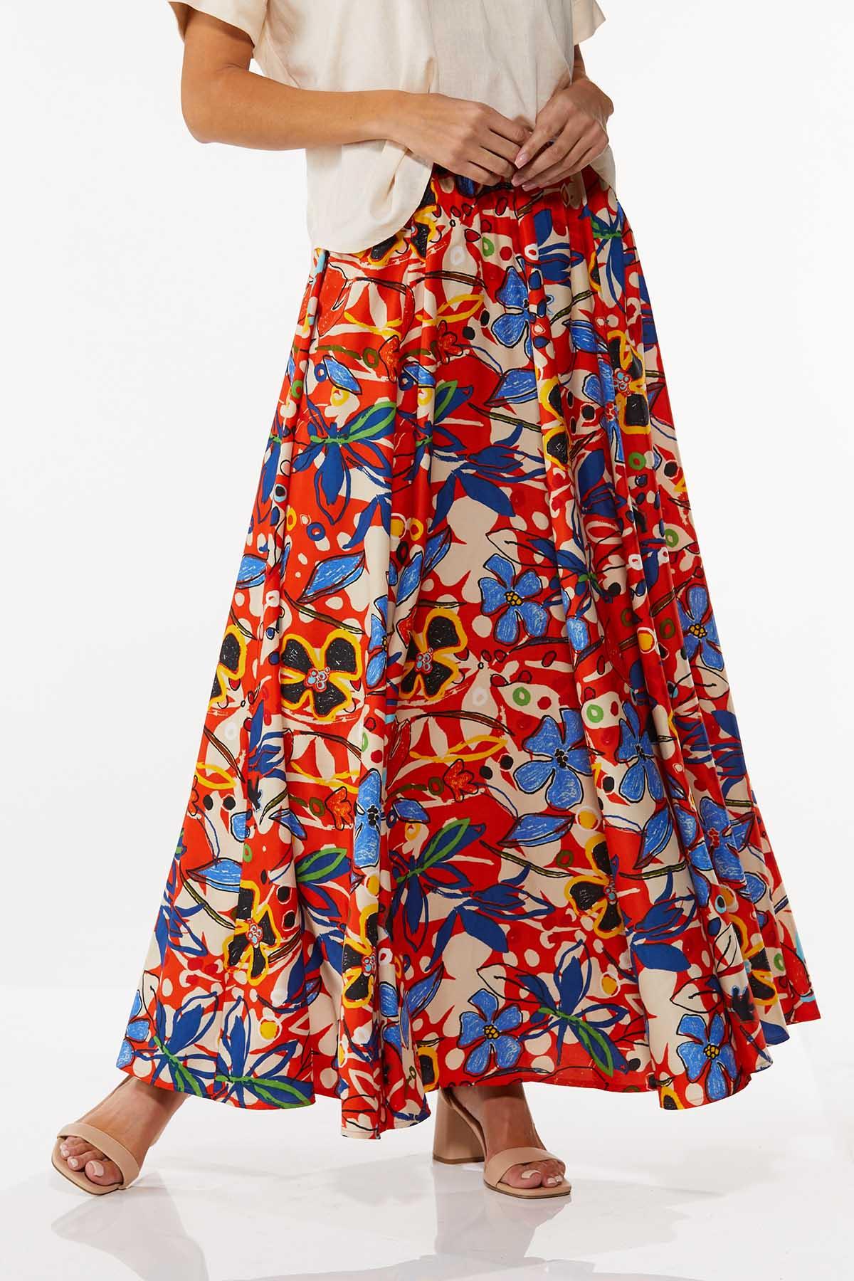 Floral Wide Sweep Skirt