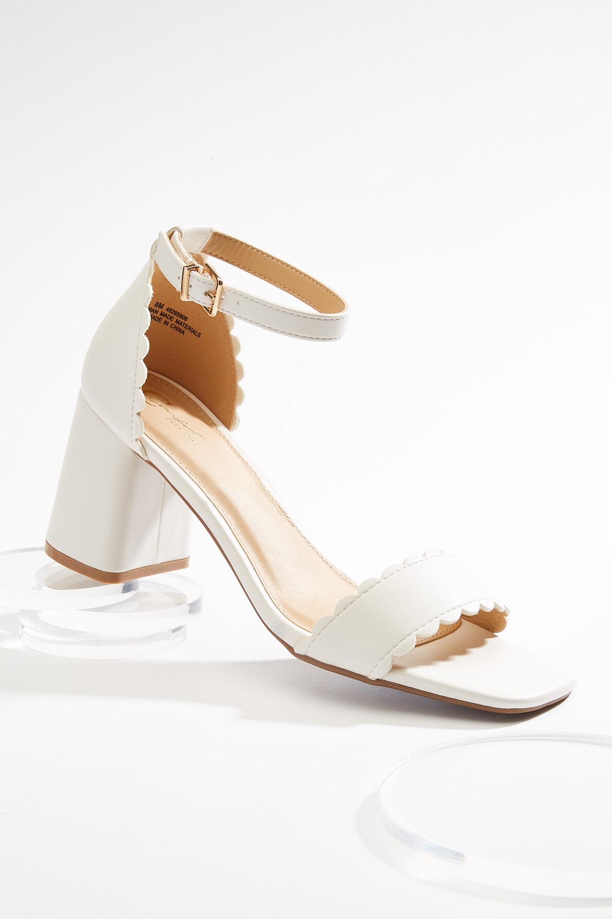 Wide Width Scalloped Heeled Sandals