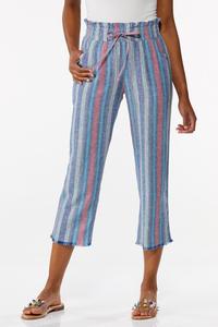 Cropped Stripe Linen Pants