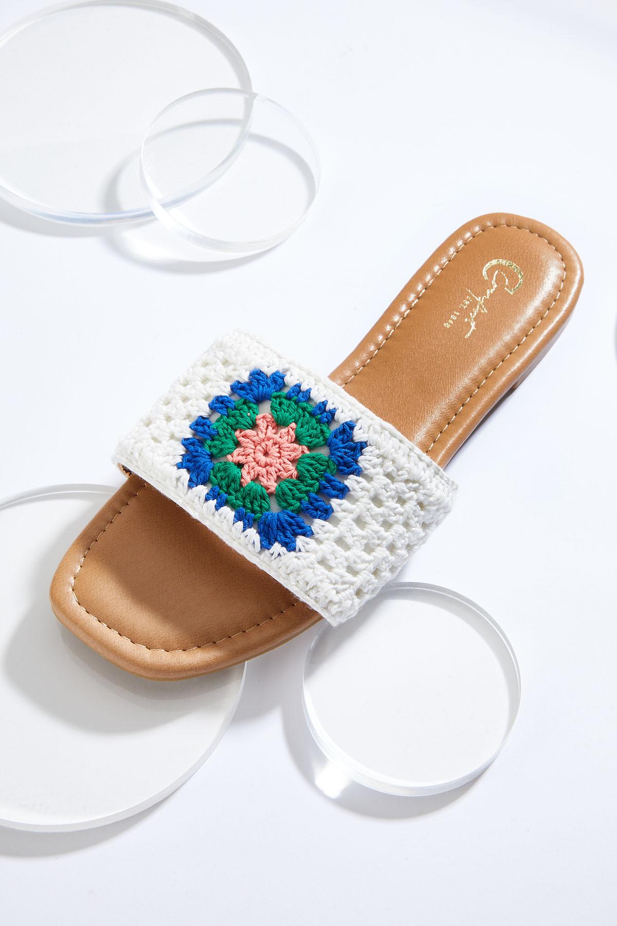 Crochet Band Slide Sandals