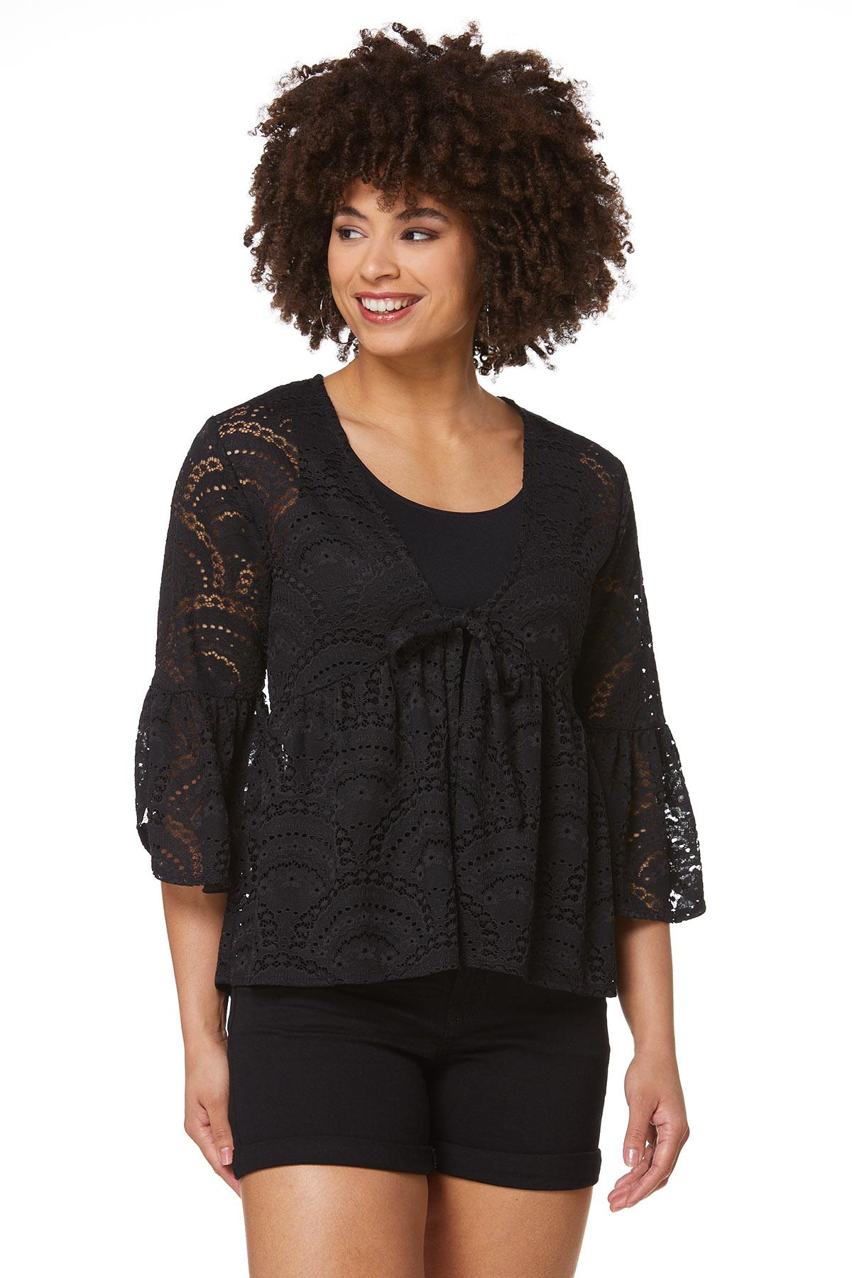 Lace Tie Front Cardigan