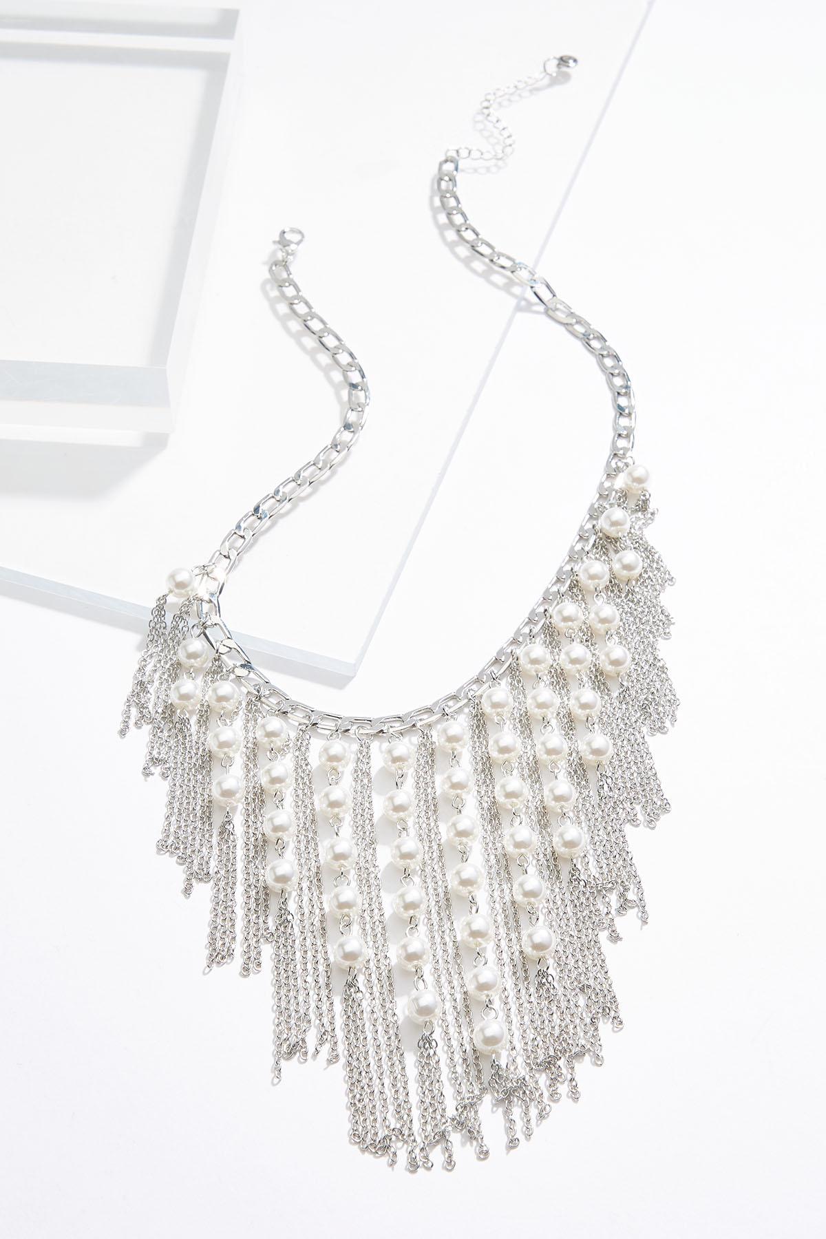 Pearl Chain Fringe Necklace
