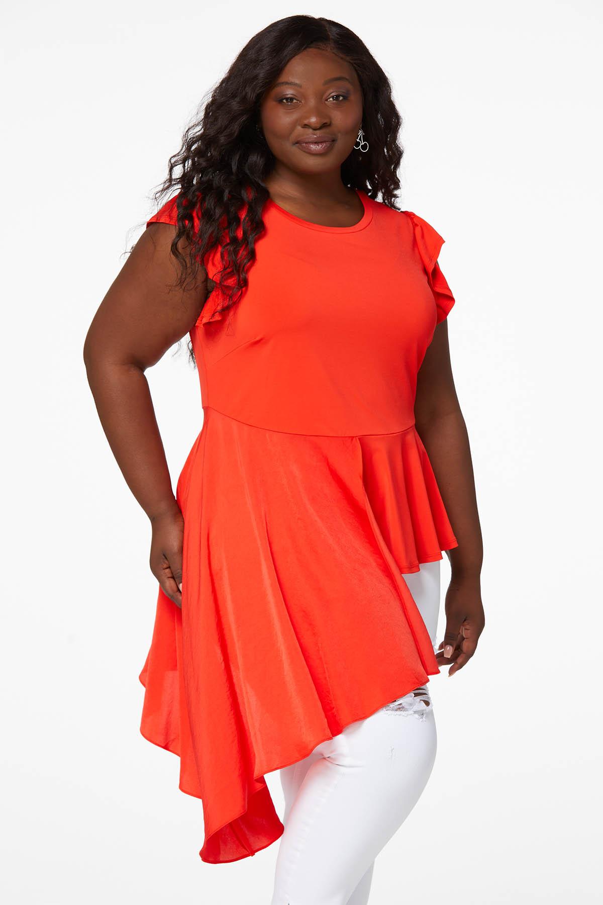 Plus Size Red Peplum Tunic Tees u0026 Knit Tops Cato Fashions