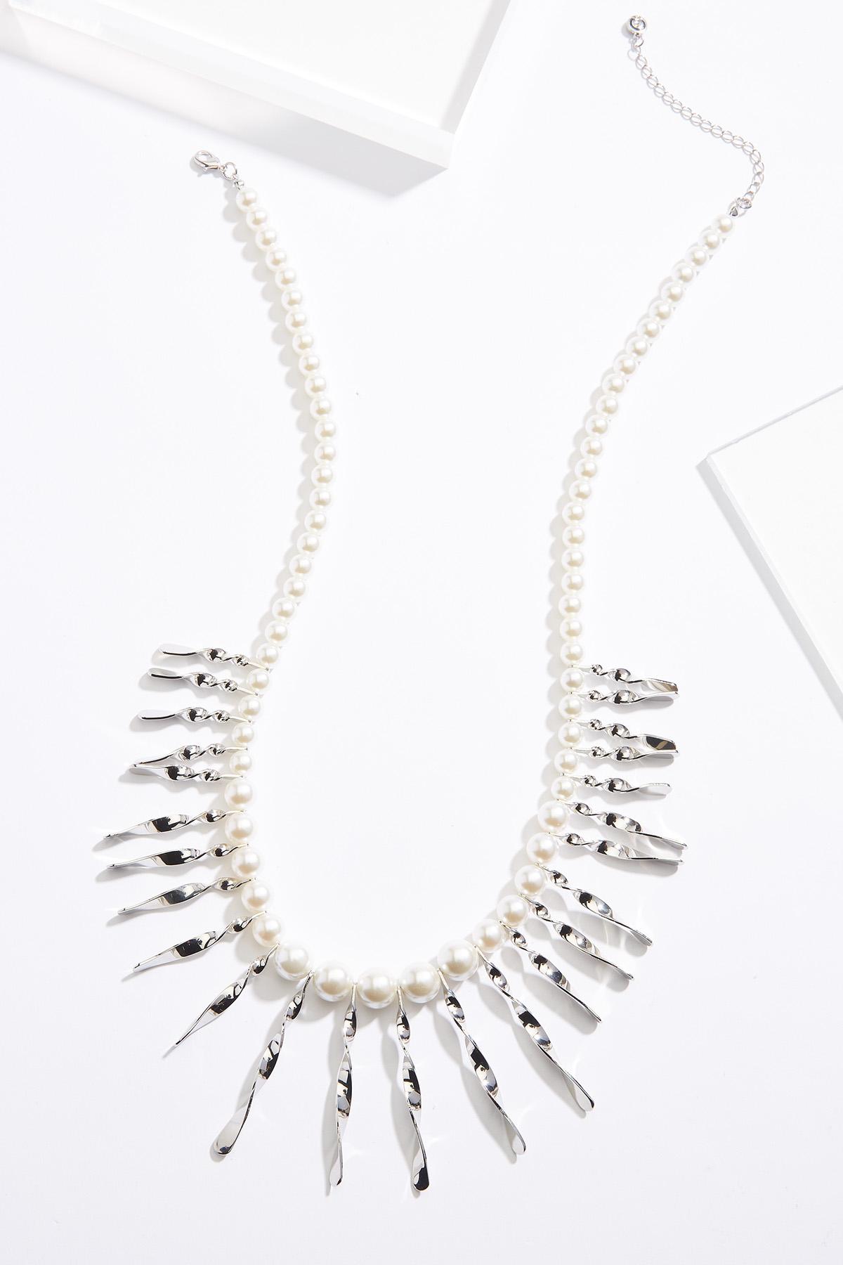 Pearl Silver Twist Necklace