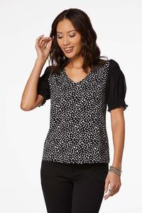 Dotted Crepe Sleeve Top