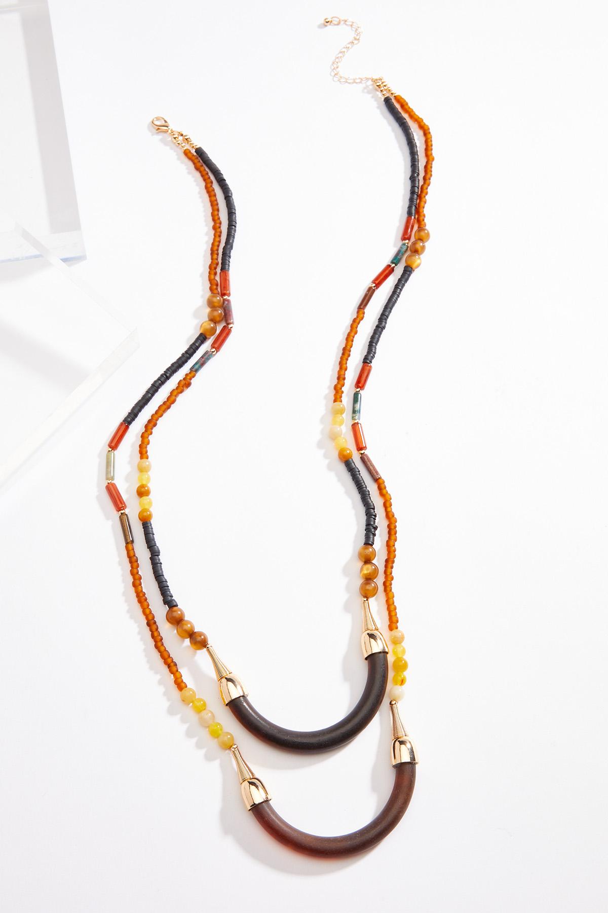Layered U-Design Beaded Necklace