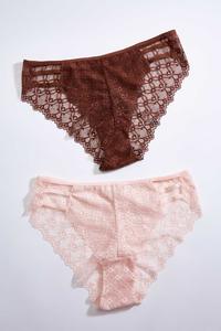 Pink Brown Lace Panty Set