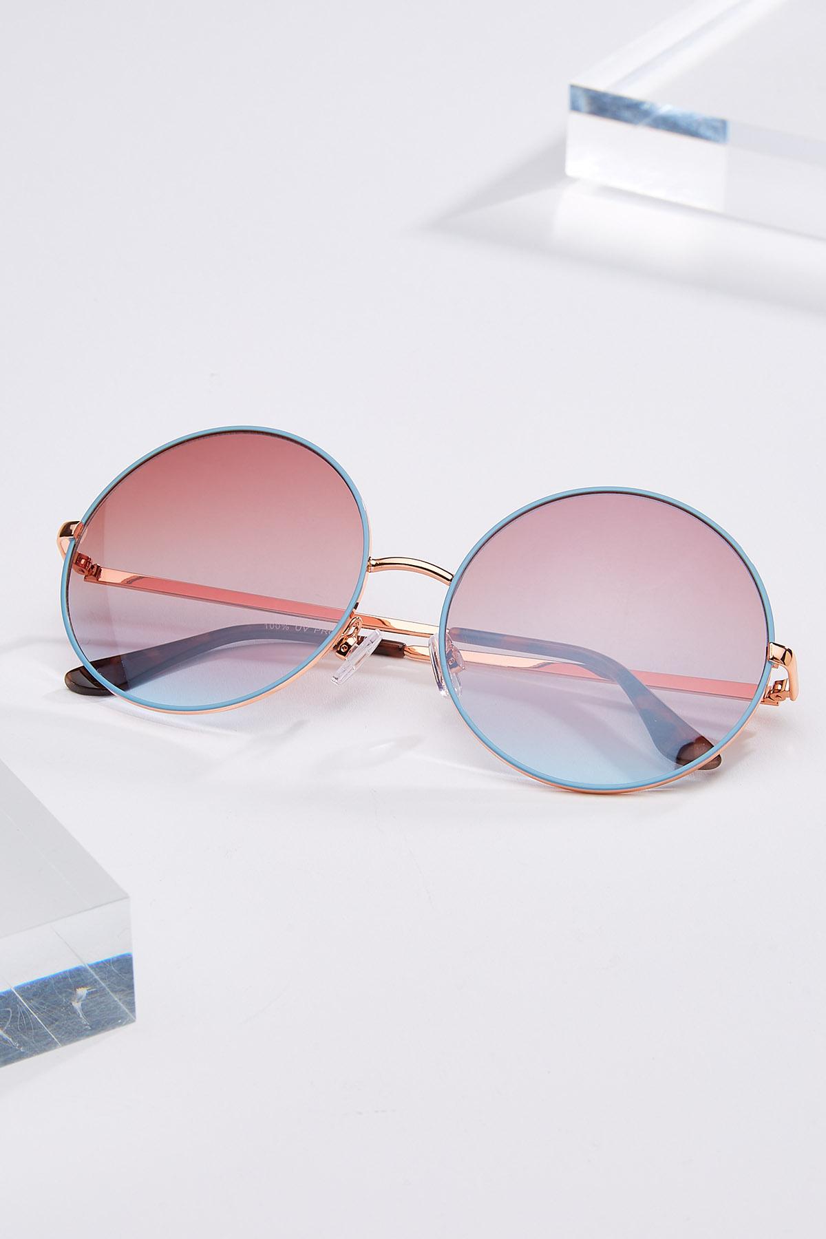 Blue Frame Round Sunglasses