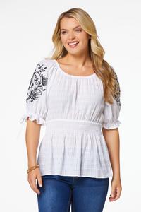 Embroidered Sleeve Poet Top