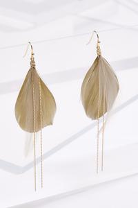 Olive Feather Earrings