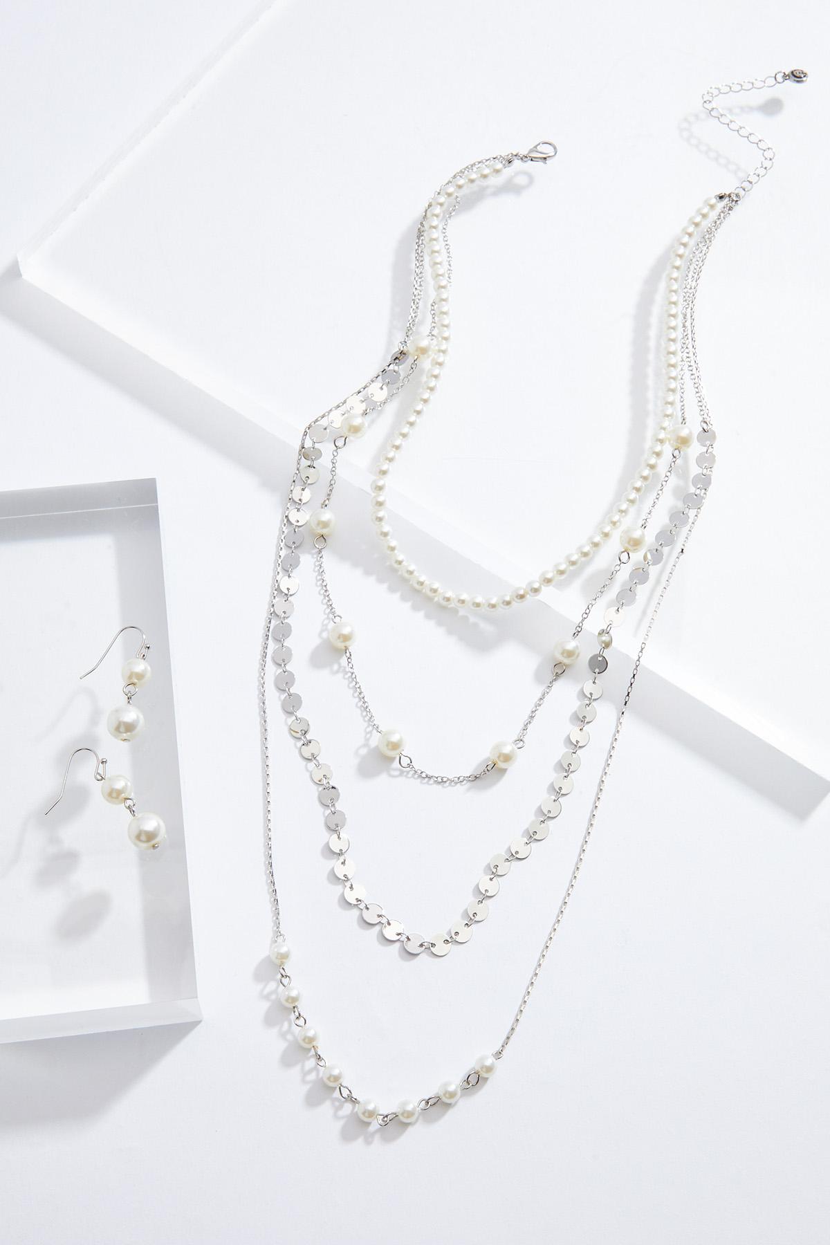 Delicate Pearl Chain Necklace Set