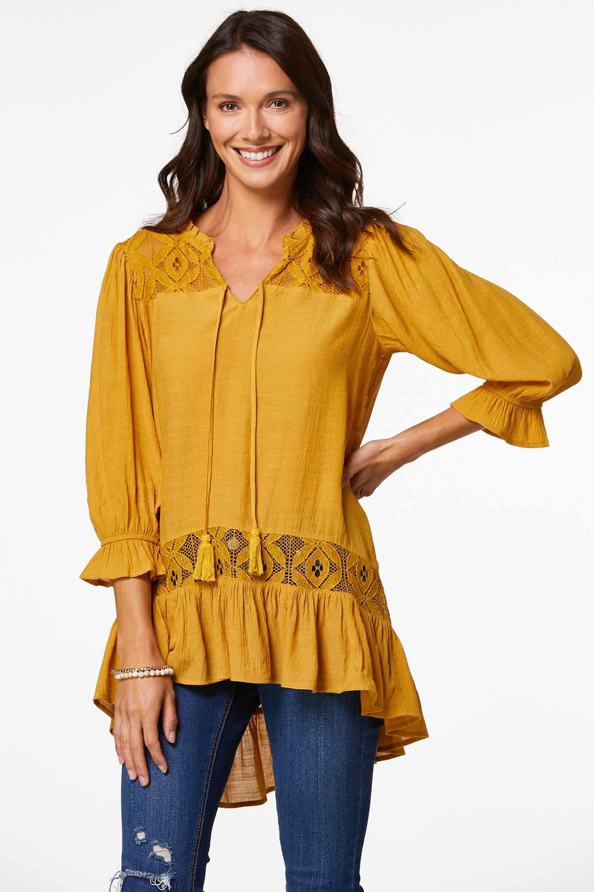 Gold Floral Lace Tunic