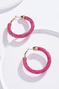 Pink Rhinestone Hoop Earrings