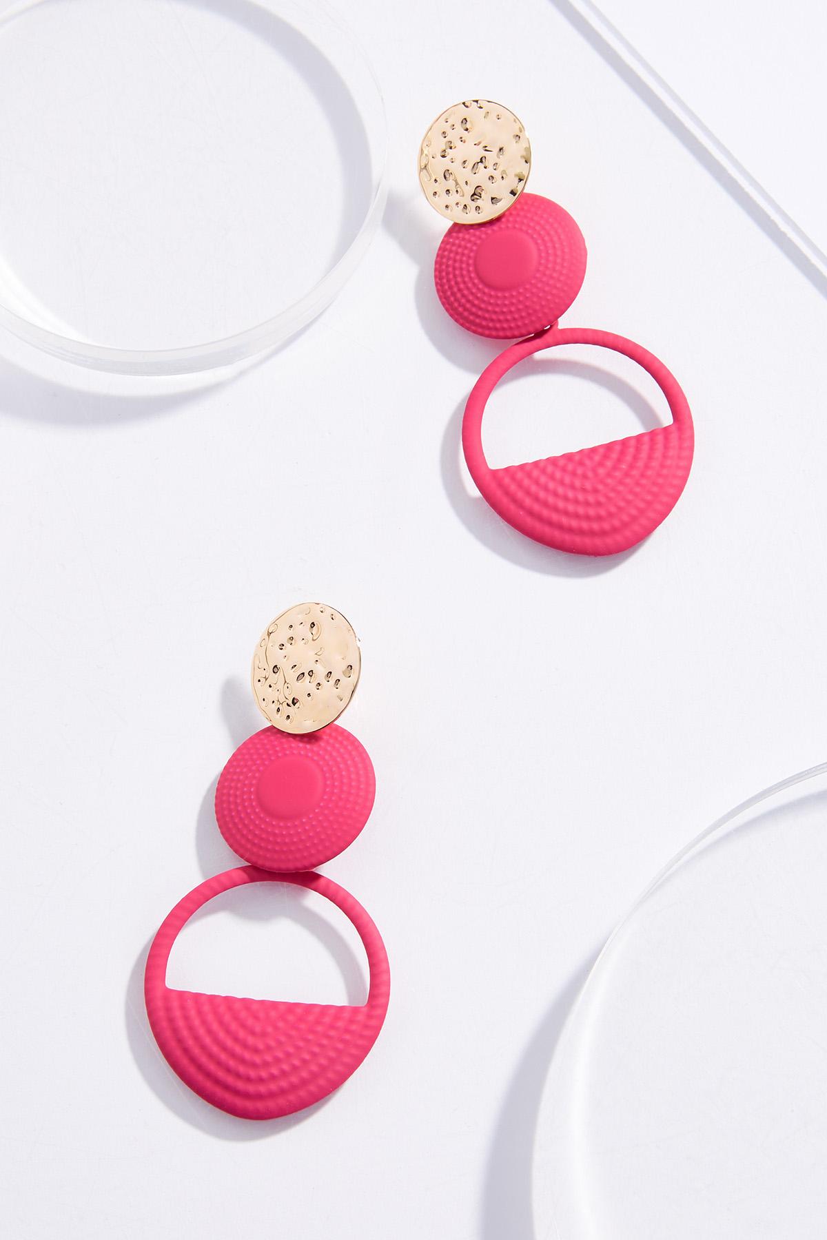 Pink Circle Mod Earrings
