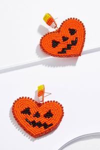 Beaded Heart Pumpkin Earrings