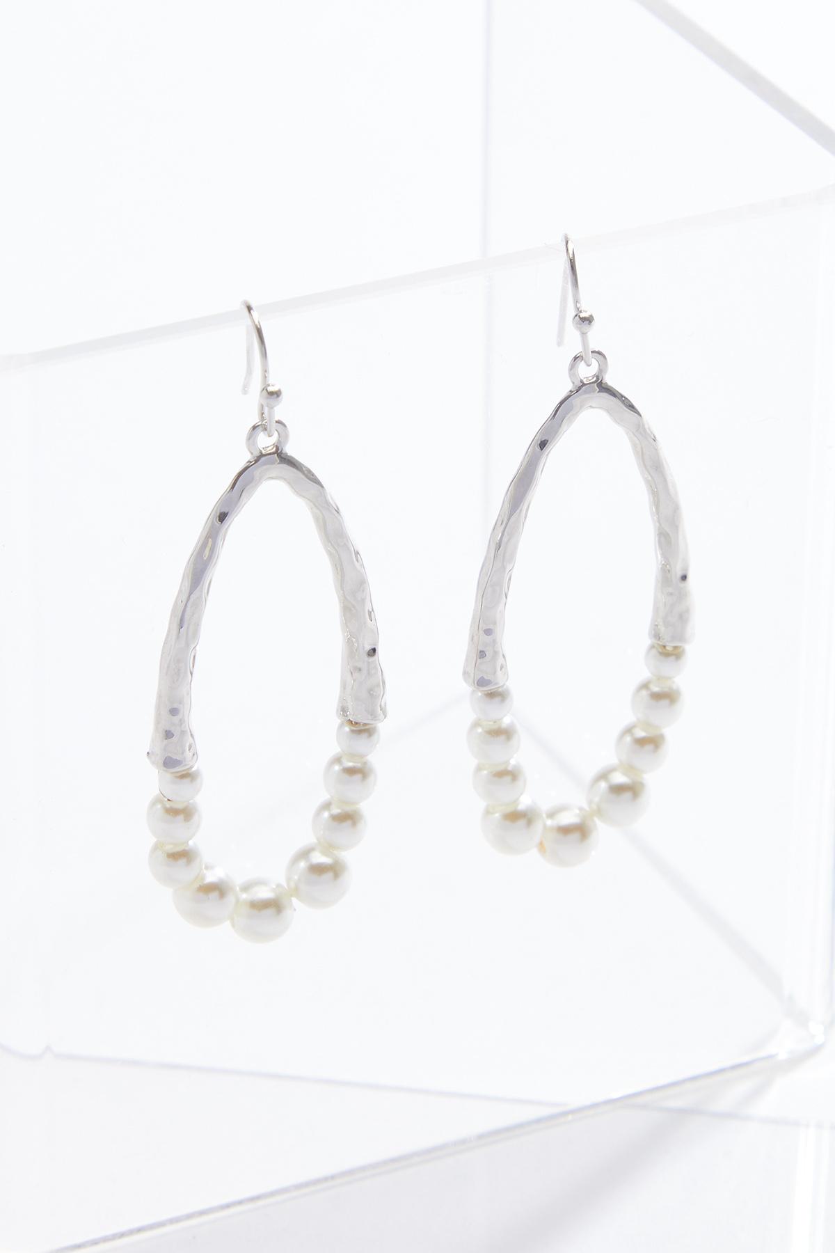 Pearl Hammered Silver Earrings