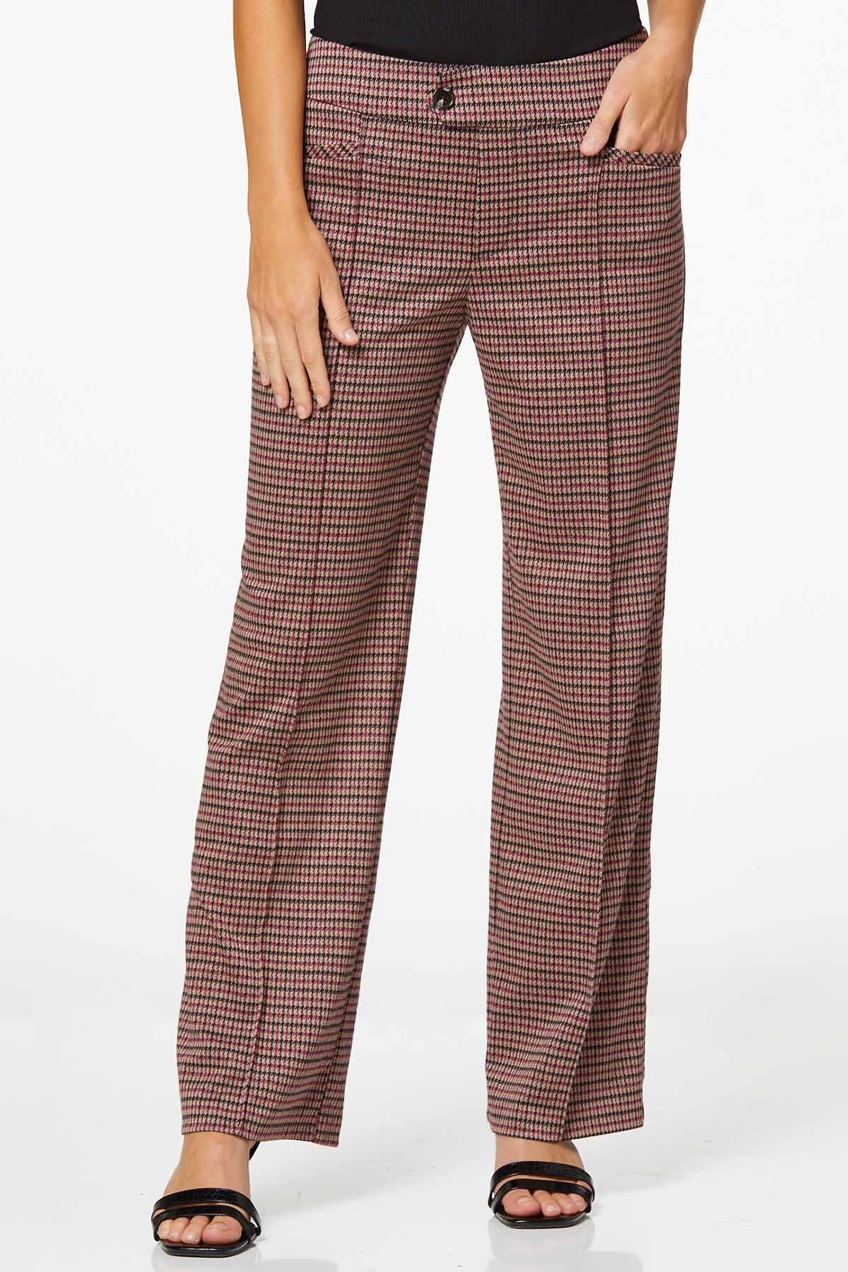 Petite Houndstooth Seamed Pants