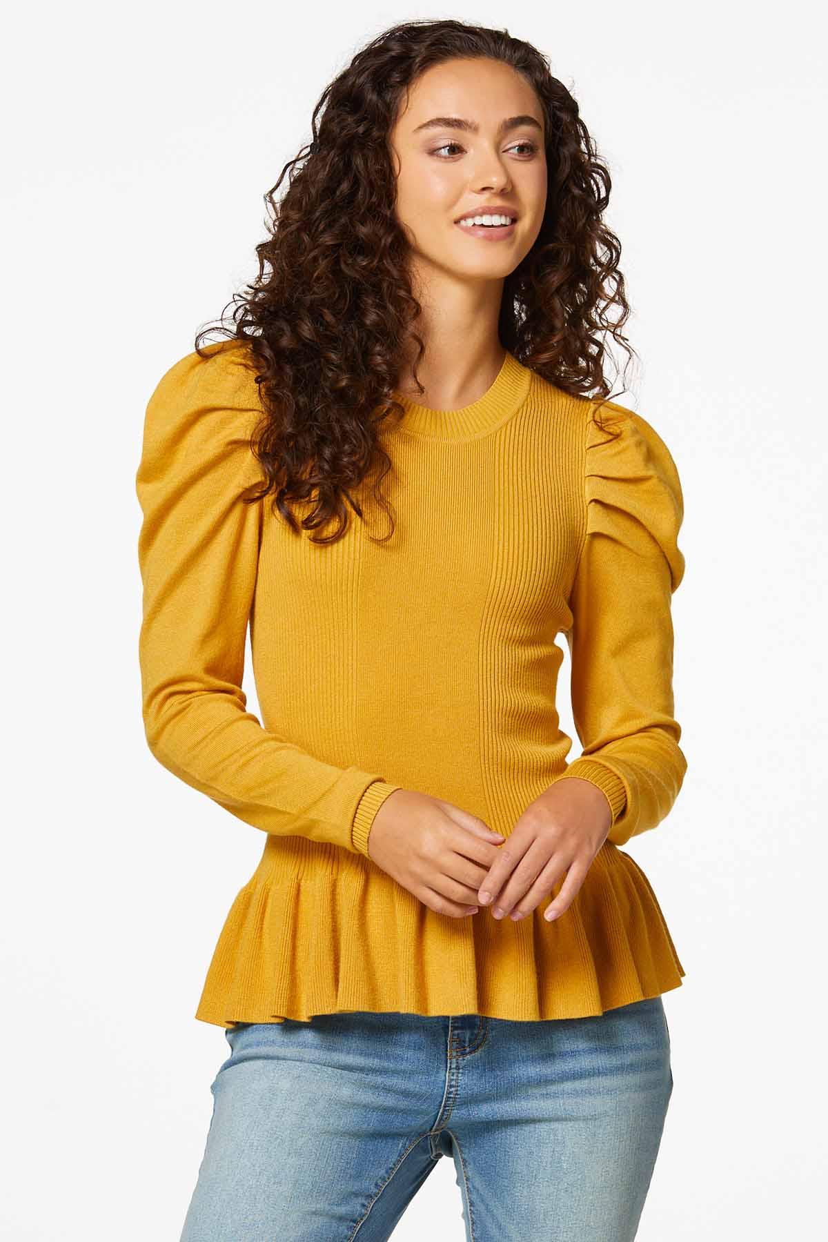 Gold Peplum Sweater